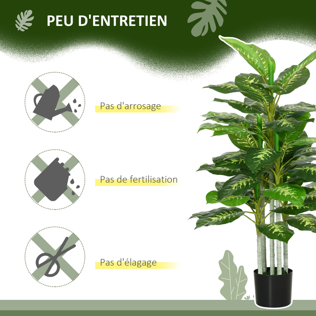Plante artificielle calathea hauteur 120 cm pot ciment 53 feuilles - intérieur-5