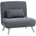 Fauteuil convertible 1 place, fauteuil-lit clic-clac 3 en 1 avec dossier réglable, oreiller, assise large, gris foncé-0