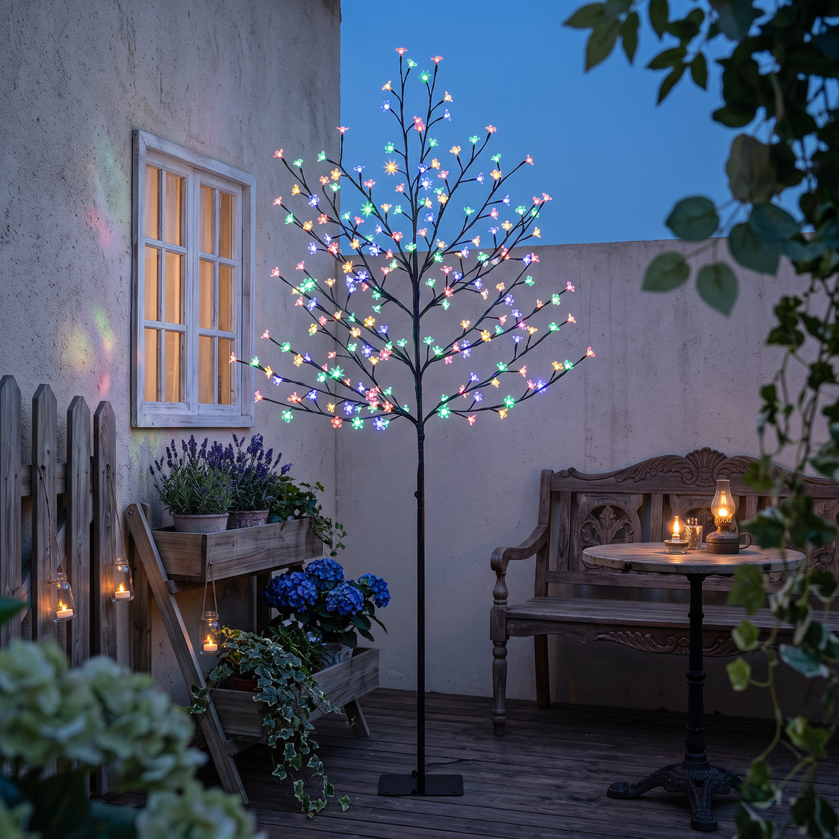 Arbre lumineux 180cm Cerisier Artificiel Lumineux  200 LED et 20 Branches Flexibles, Décoration Intérieure et Extérieure-7