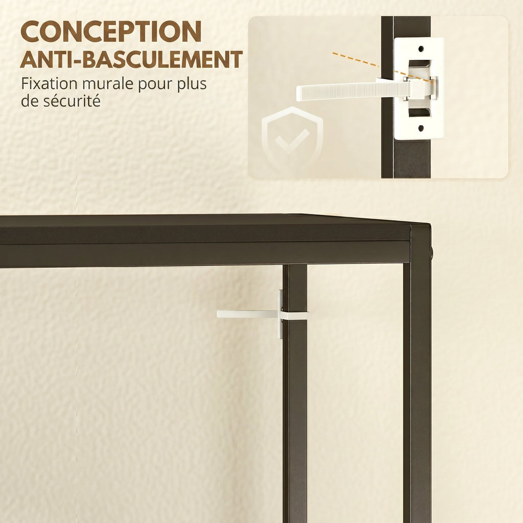 Table Console en Acier 2 Étagères Design Moderne pour Salon Entrée Couloir 100 x 30 x 87 cm Noir-5