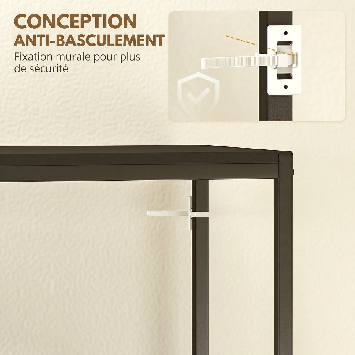 Table Console en Acier 2 Étagères Design Moderne pour Salon Entrée Couloir 100 x 30 x 87 cm Noir-5