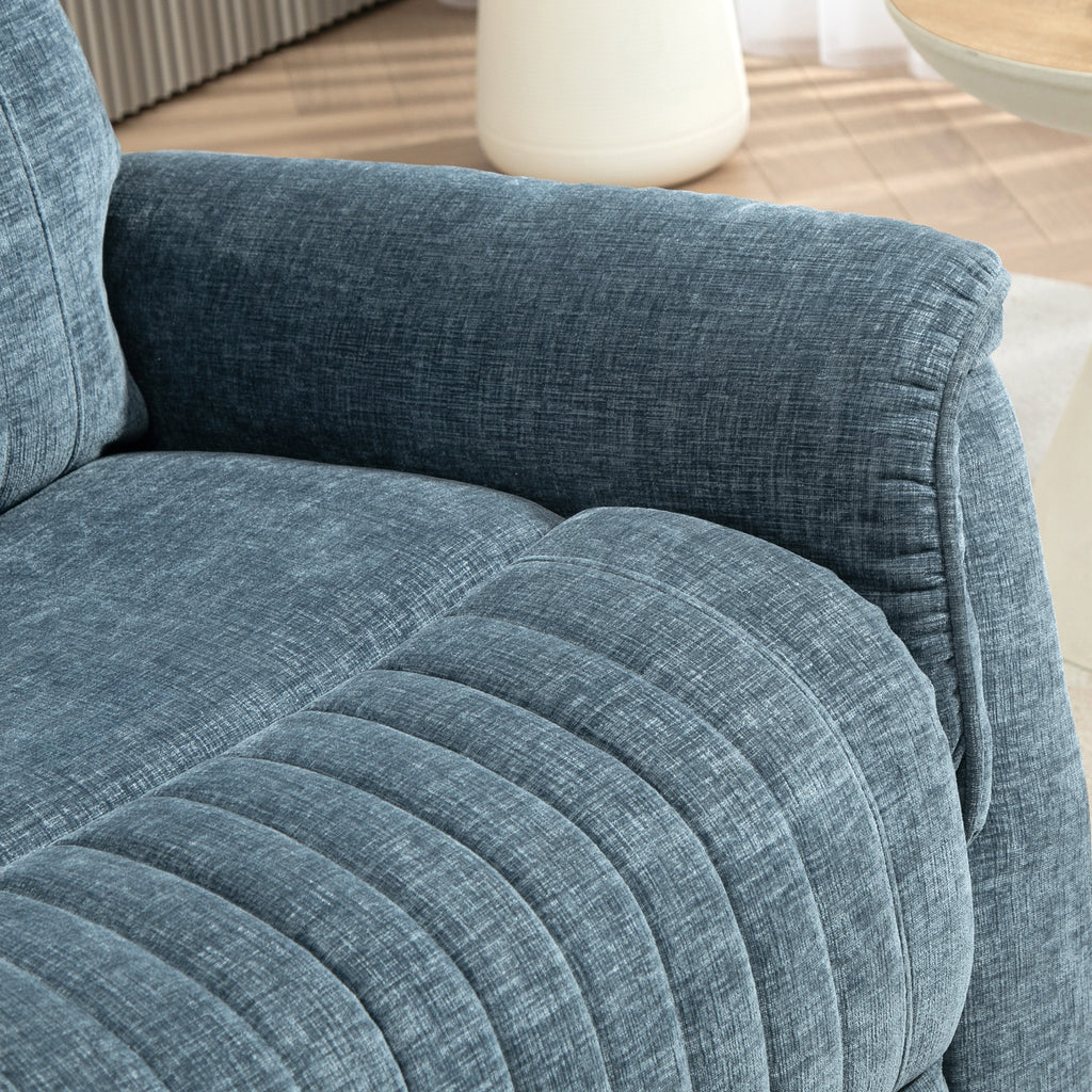 Fauteuil inclinable manuel pivotant avec repose-pieds rétractable, dossier réglable, bleu-7