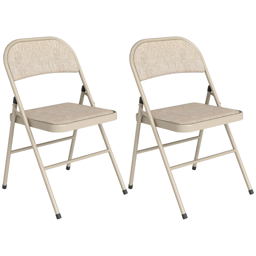 Lot de 2 chaises pliantes chaises de salle à manger portables cadre en acier dim. 45l x 46P x 78H cm beige-0