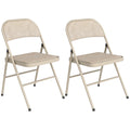 Lot de 2 chaises pliantes chaises de salle à manger portables cadre en acier dim. 45l x 46P x 78H cm beige-0