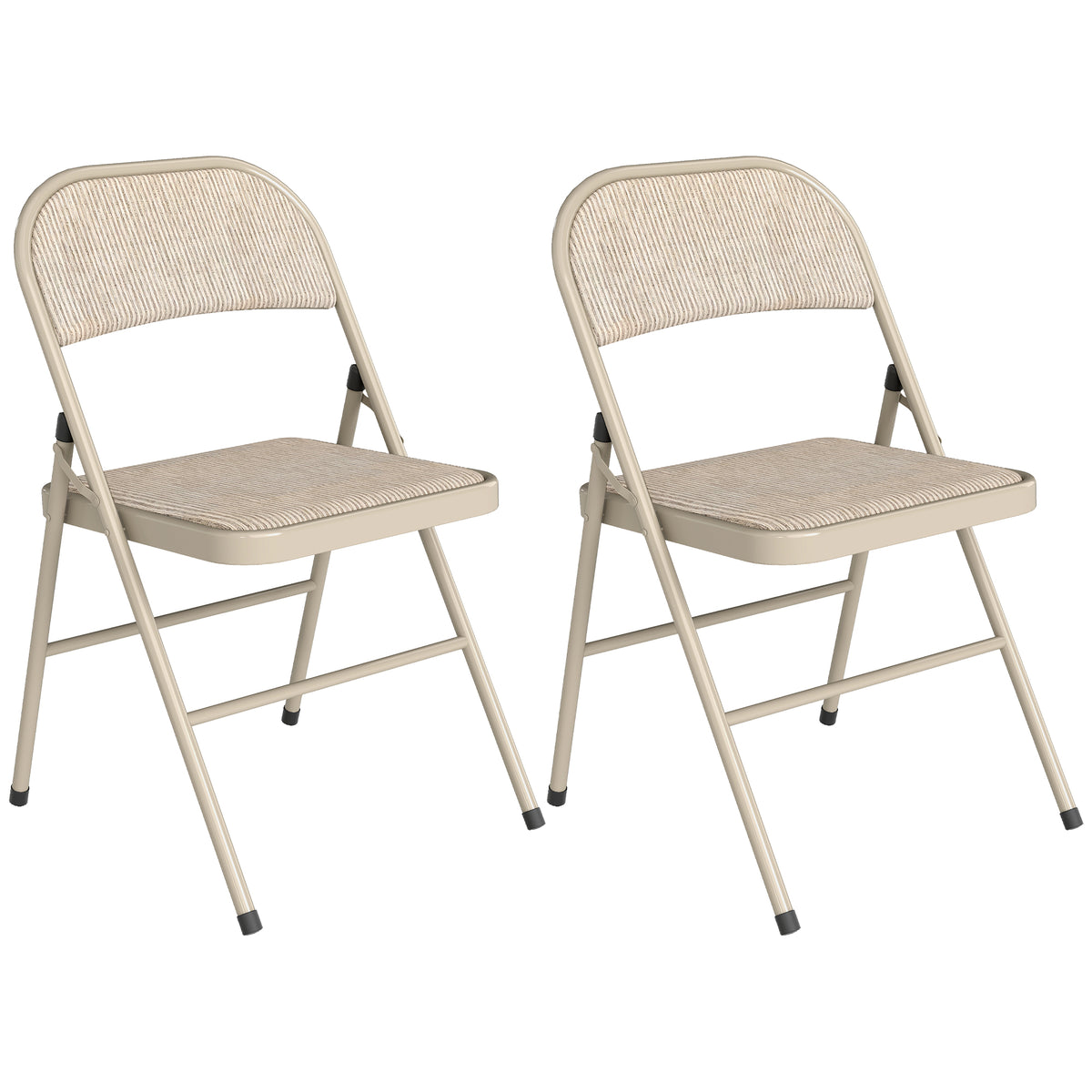 Lot de 2 chaises pliantes chaises de salle à manger portables cadre en acier dim. 45l x 46P x 78H cm beige-0