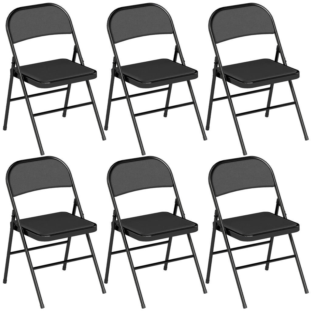 Lot de 6 chaises pliantes chaises de salle à manger portables cadre en acier 45 x 46 x 78 cm noir-0