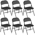Lot de 6 chaises pliantes chaises de salle à manger portables cadre en acier 45 x 46 x 78 cm noir-0