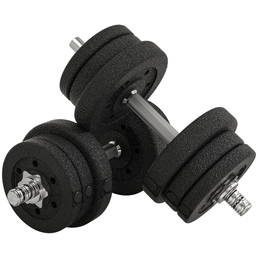 Ensemble d'haltères courtes total 25 kg dumbbell paires poids réglable - barres incluses acier polyuréthane noir-0