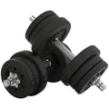 Ensemble d'haltères courtes total 25 kg dumbbell paires poids réglable - barres incluses acier polyuréthane noir-0