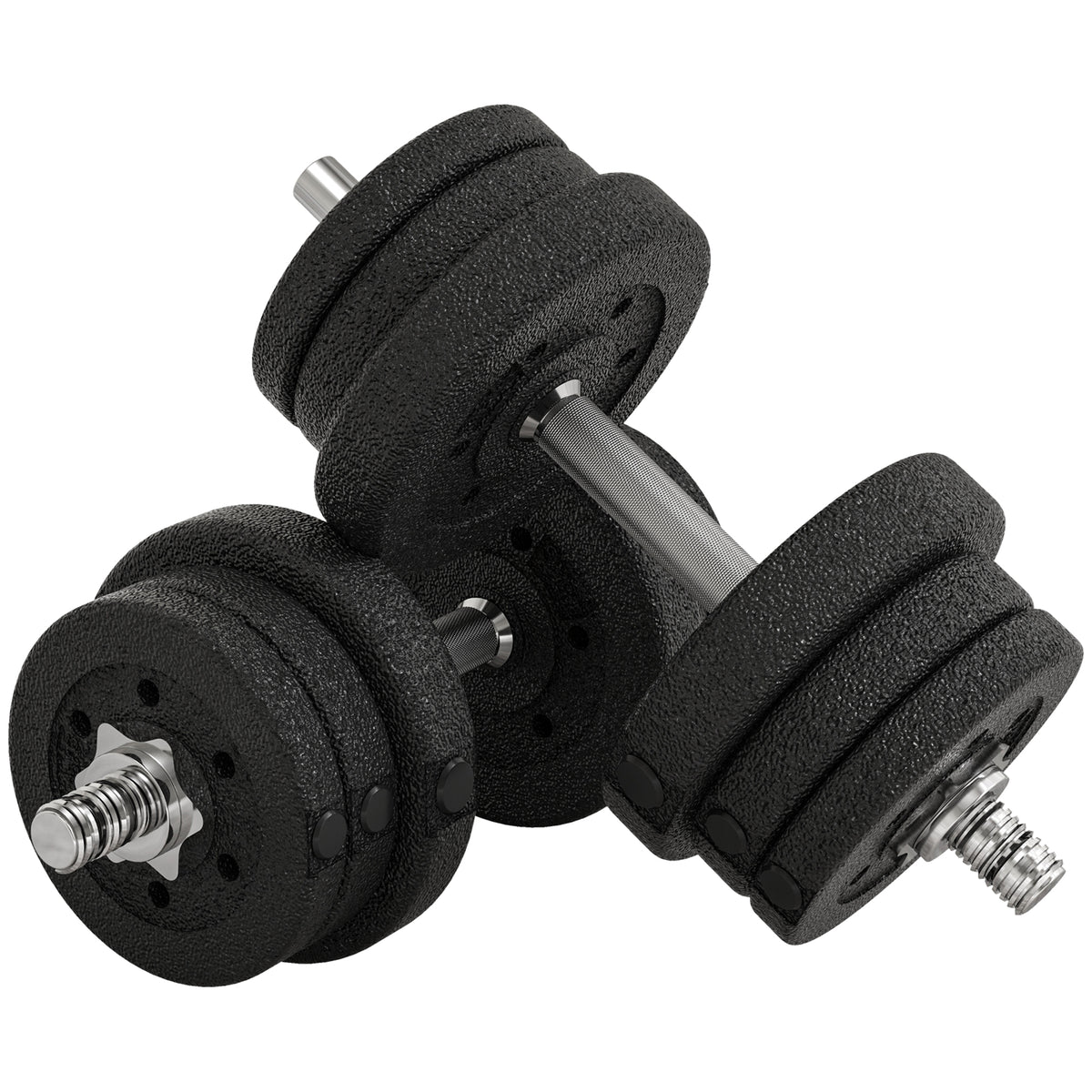 Ensemble d'haltères courtes total 25 kg dumbbell paires poids réglable - barres incluses acier polyuréthane noir-0