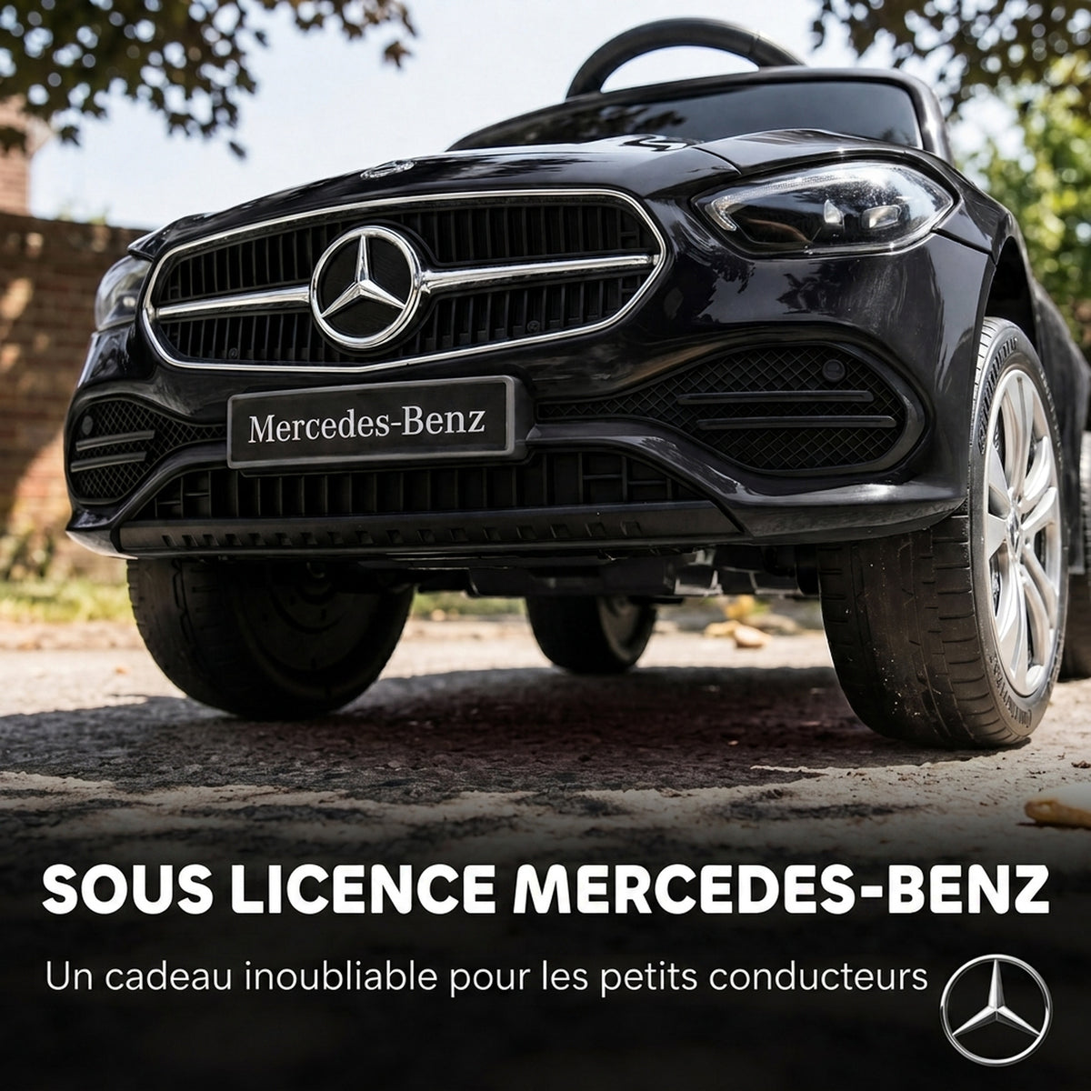 Porteur Enfants 3 en 1 Mercedes-Benz sous Licence, Garde-Corps, Espace de Rangement, Klaxon, 83x40x90cm, Noir-4
