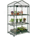 Serre de jardin avec étagères 3 niveaux, serre de balcon, bâche renforcée PVC, châssis en acier, porte zippée enroulable, pour légumes plantes fleurs, 69 x 49 x 125 cm, transparent-0