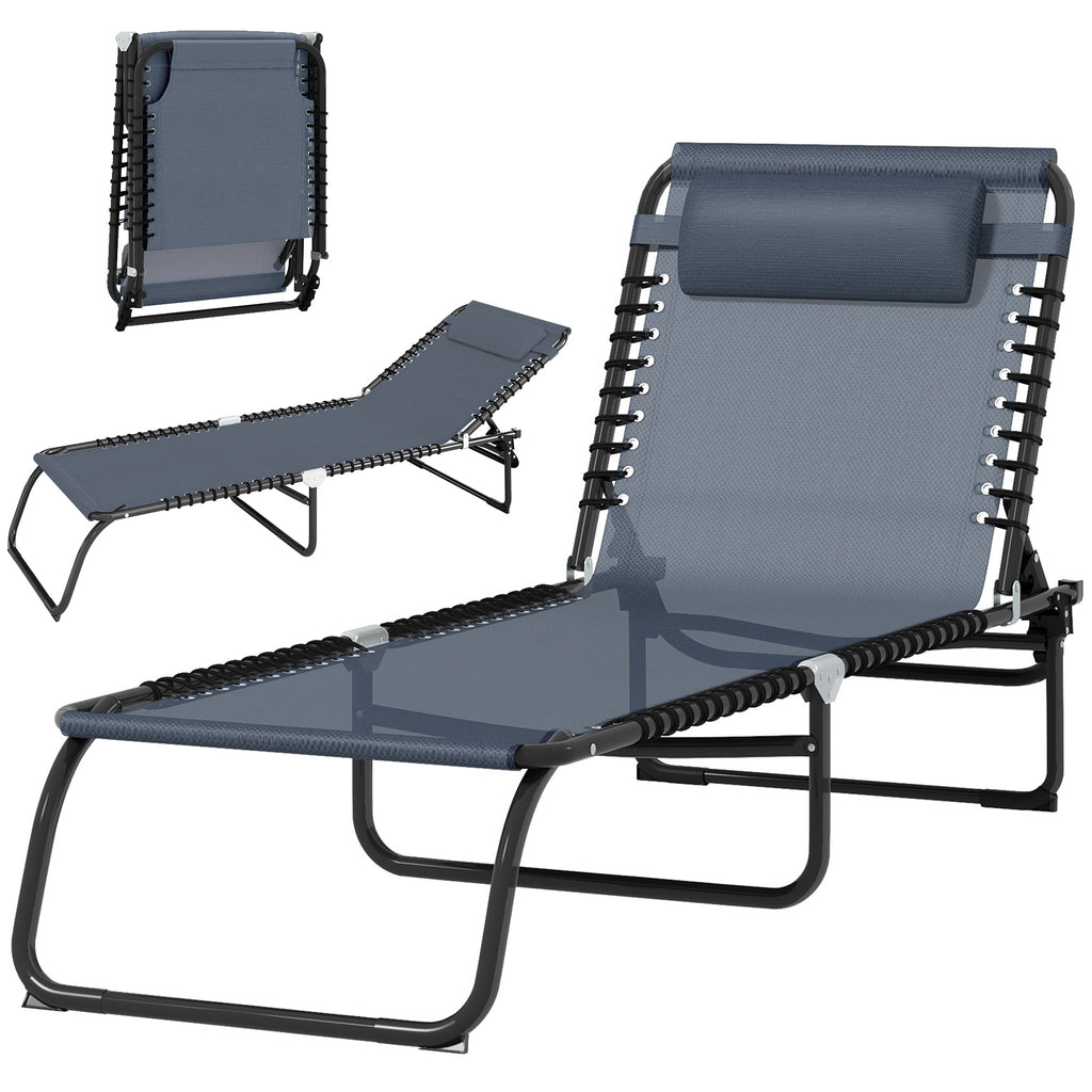 Bain de Soleil transat Pliable Dossier inclinable Multi-Positions Acier thermoplastique Lacets élastiques Noir-0