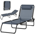 Bain de Soleil transat Pliable Dossier inclinable Multi-Positions Acier thermoplastique Lacets élastiques Noir-0