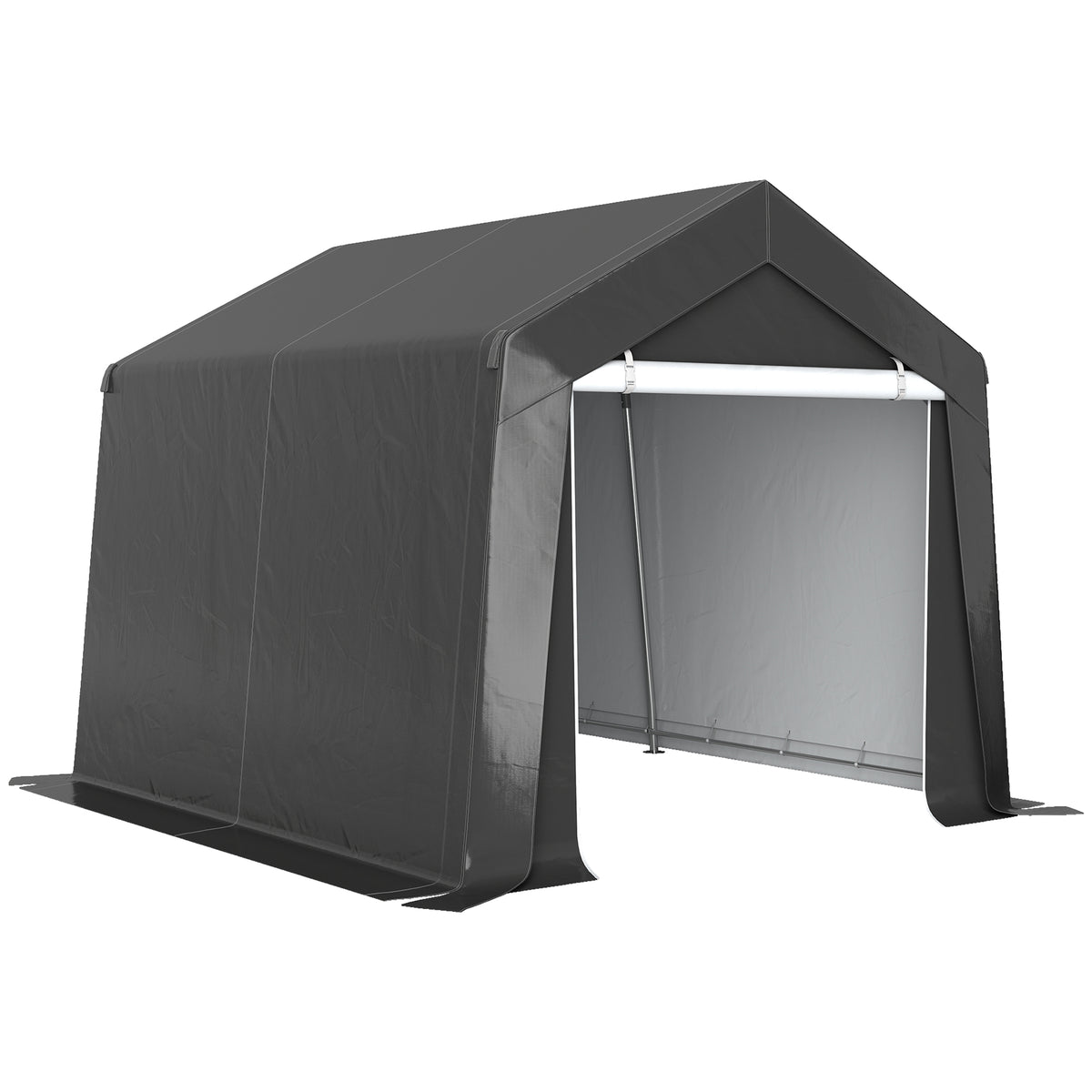 Abri de jardin tente de stockage portable pour extérieur avec cadre en acier galvanisé et grande porte 3 x 3 m gris-0