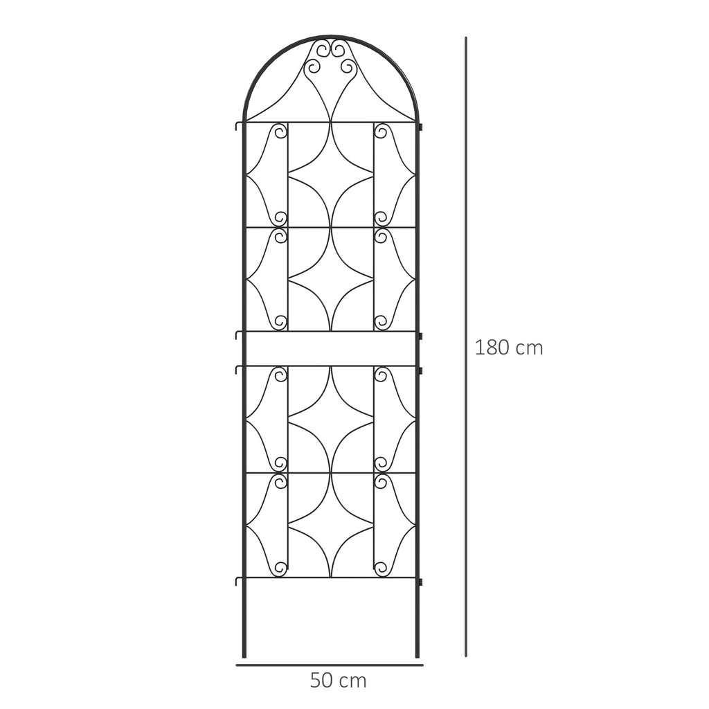 Support pour plantes grimpantes avec motif lot de 2 treillis de jardin pour vigne fleurs légumes métal 50 x 180 cm noir-2