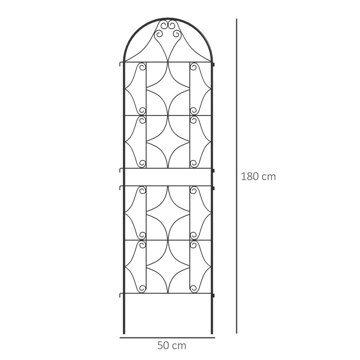 Support pour plantes grimpantes avec motif lot de 2 treillis de jardin pour vigne fleurs légumes métal 50 x 180 cm noir-2