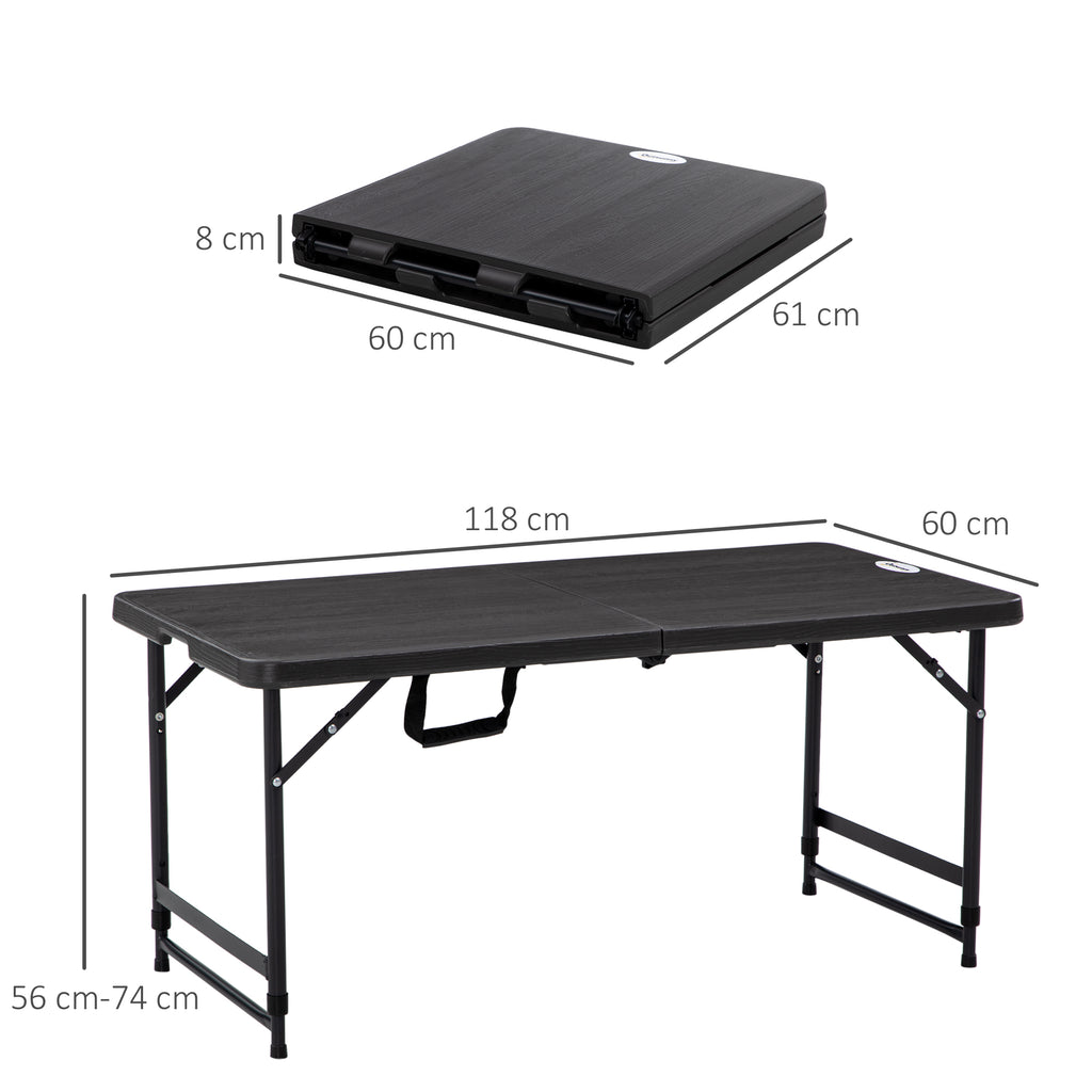 Table de jardin rectangulaire pliable camping pour 4 personnes hauteur réglable 118 x 60 x 74 cm-2