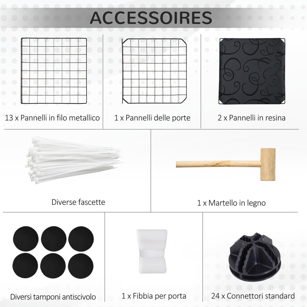 Enclos pour petits animaux parc pour lapins, cochons d'Inde et rongeurs modulable, noir-5