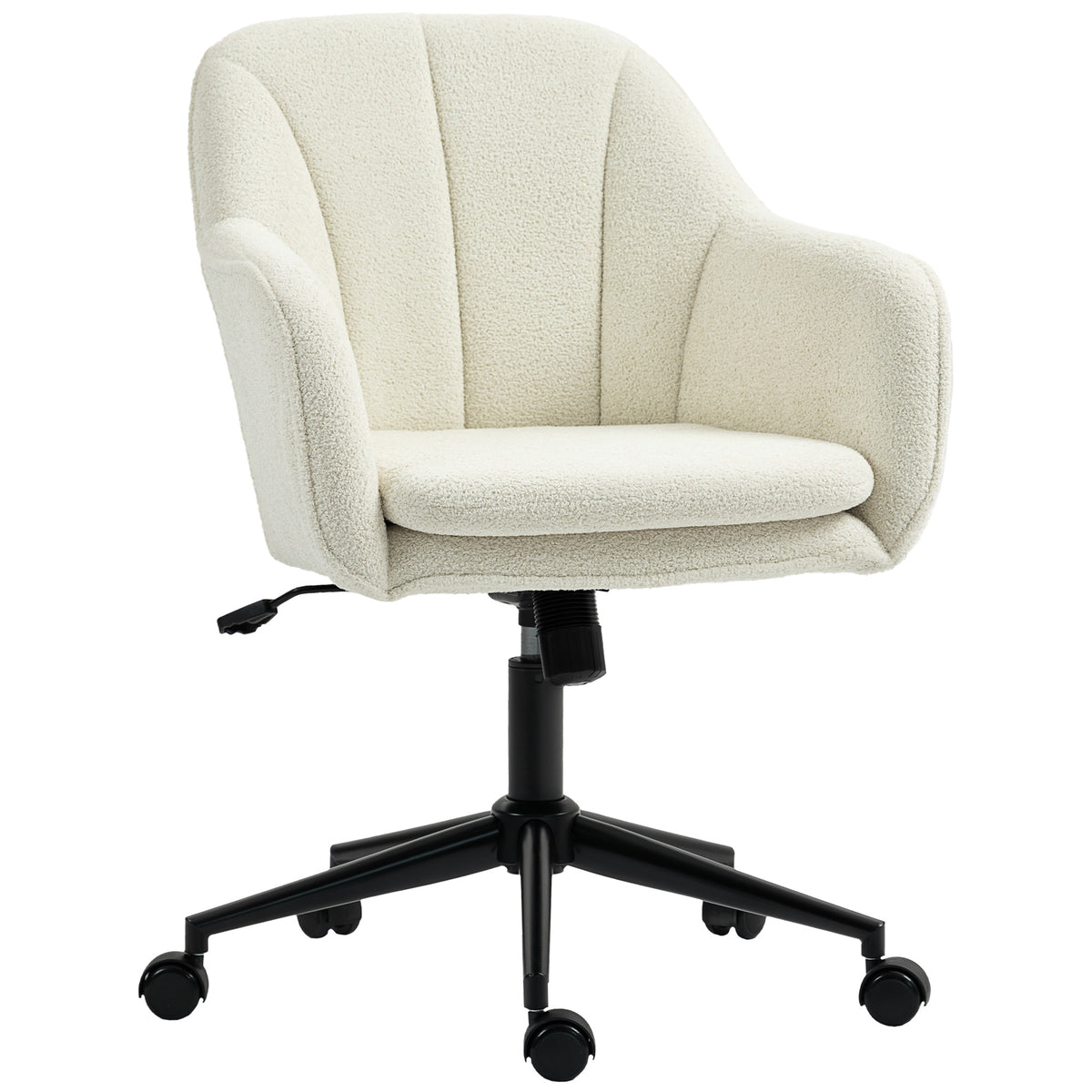 Chaise de bureau, fauteuil de bureau ergonomique réglable en hauteur, siège pivotante, fonction de bascule, beige-0