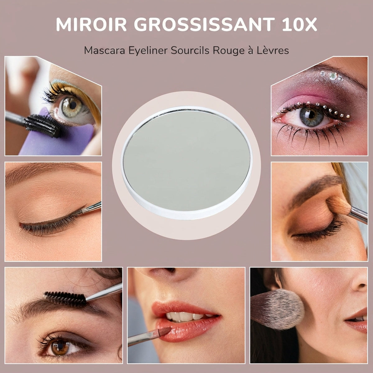 Miroir Maquillage Hollywood 58 x 48 cm, Miroir Coiffeuse LED, 15 Ampoules, 3 Modes d'Éclairage, Port USB de Charge-6