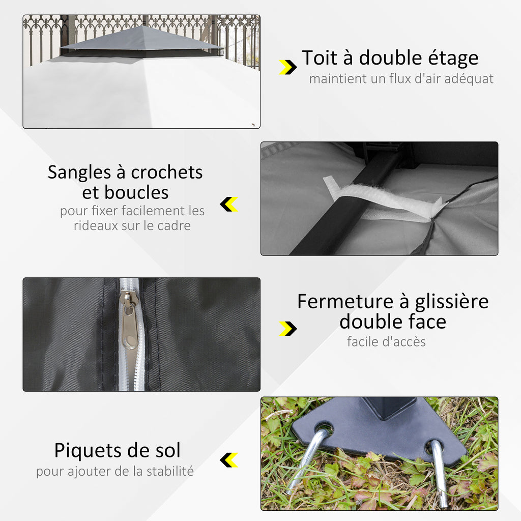 Tonnelle barnum de jardin pop-up pliant acier polyester moustiquaires + sac de transport à roulettes gris-6