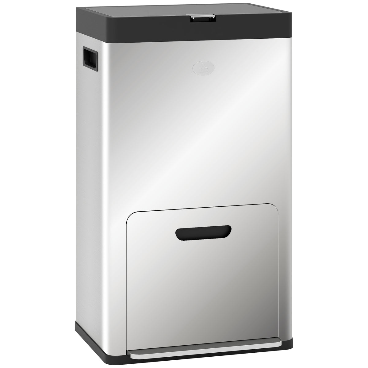 Poubelle rectangulaire à pédale poubelle cuisine 3 compartiments fermeture douce acier inox 45,7 x 35,8 x 76 cm argent-0