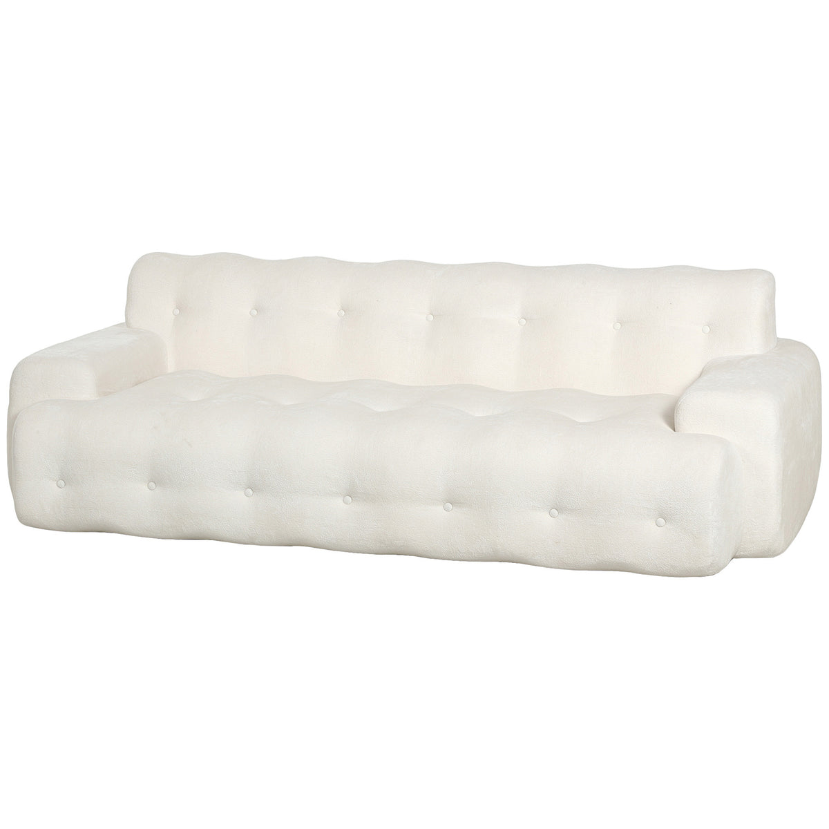 Canapé 3 Places en Chenille 211 cm, Canapé Salon, Assise Profonde, Entièrement Compressé Sans Montage, Crème-0