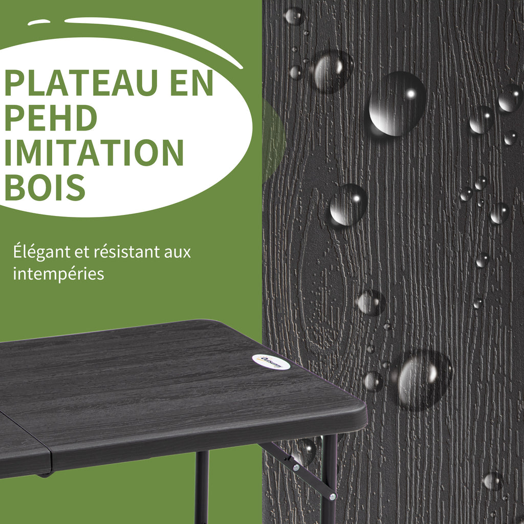 Table de jardin rectangulaire pliable camping pour 4 personnes hauteur réglable 118 x 60 x 74 cm-6