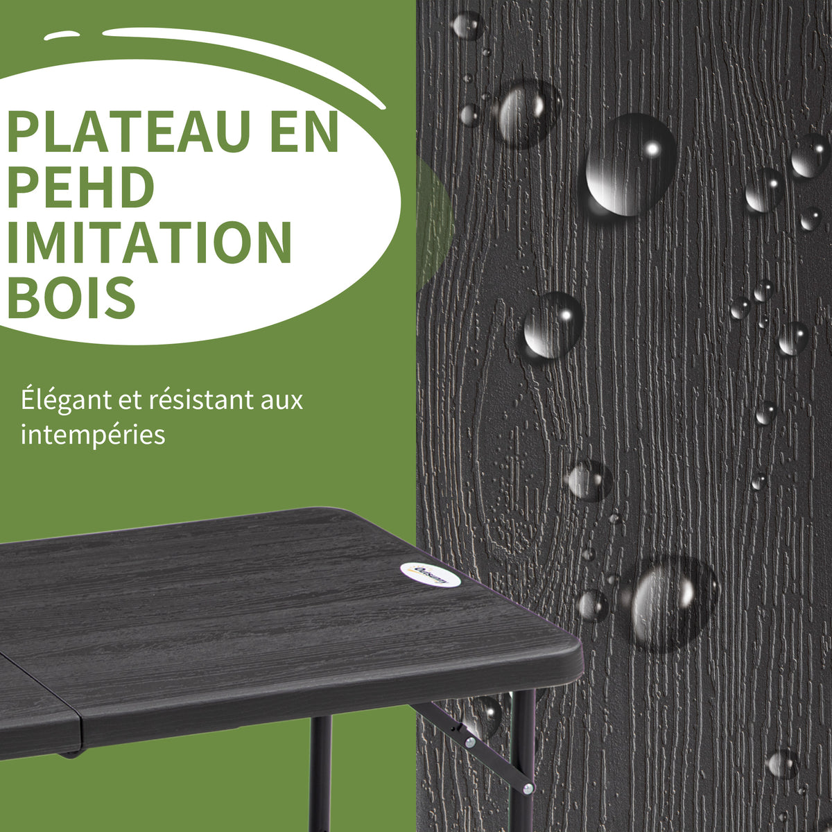 Table de jardin rectangulaire pliable camping pour 4 personnes hauteur réglable 118 x 60 x 74 cm-6