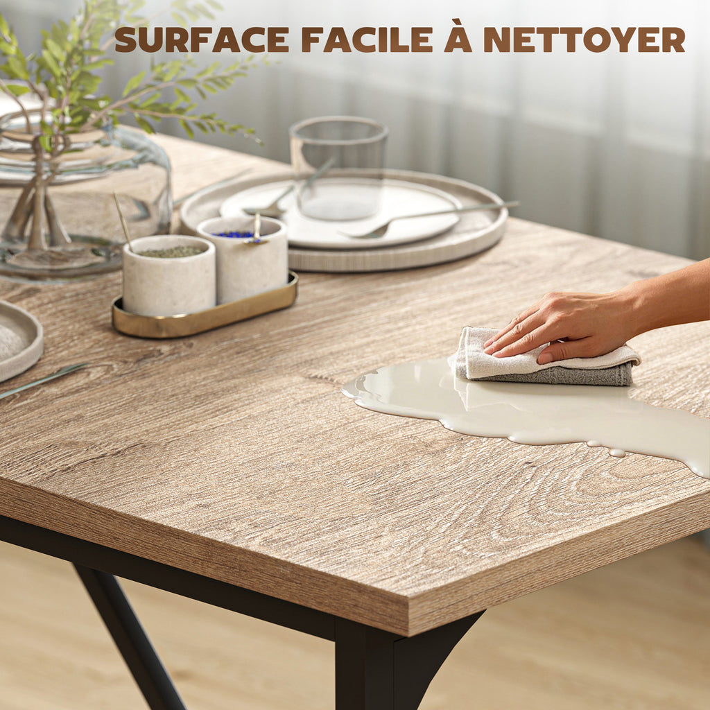 Table à manger rectangulaire pour 6-8 personnes table de cuisine style industriel 180 x 80 x 75,5 cm effet bois naturel-6
