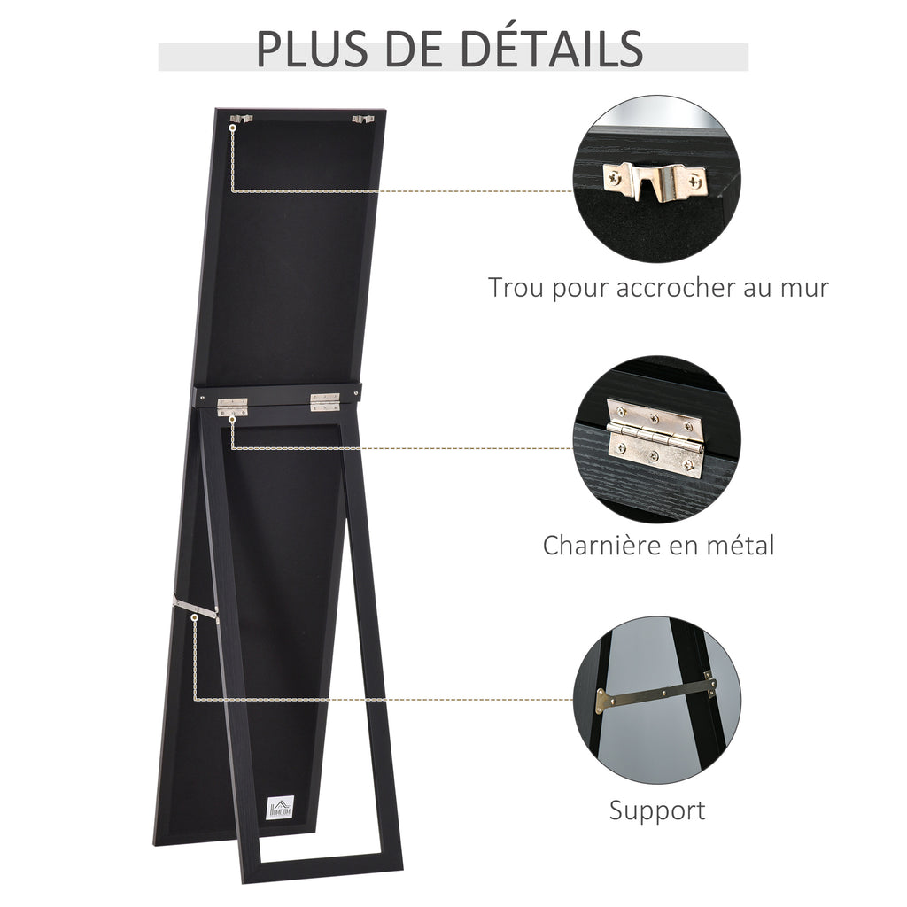 Miroir sur Pied et Mural Rectangulaire, Miroir de Sol Pleine Longueur pour Dressing, Chambre, Salon, 37 x 37 x 154 cm, Noir-7