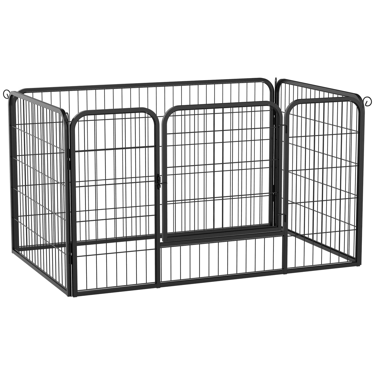 Luxe parc enclos modulable acier 4 panneaux et 1 porte pour chiens, lapins, rongeurs, petits animaux, intérieur et extérieur 125L x 70H cm noir-0