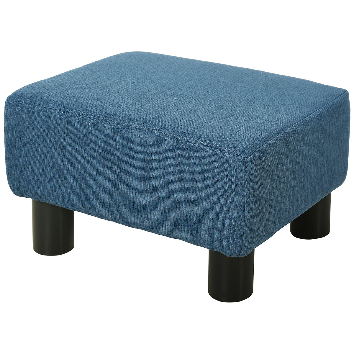 Pouf repose-pied tabouret bas en tissu de lin capacité de charge 110 Kg 40 x 30 x 24 cm bleu foncé-0