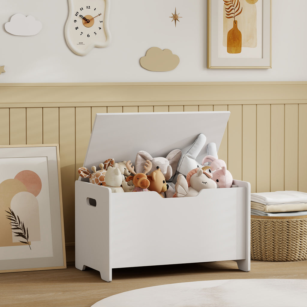 Coffre à jouet enfant avec couvercle rabattable, coffre de rangement enfant, forme d'ours, 60 x 38 x 48 cm, blanc-9