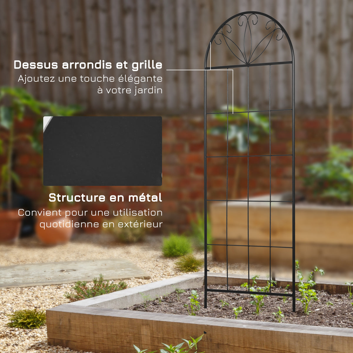 Treillis de jardin lot de 2 support pour plantes grimpantes en métal - 51 x 152 cm noir-5