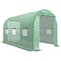 Serre de Jardin Tunnel Surface Sol 8 m² 4L x 2l x 2,05H m châssis Tubulaire Porte zippée 6 fenêtres enroulables vert-0