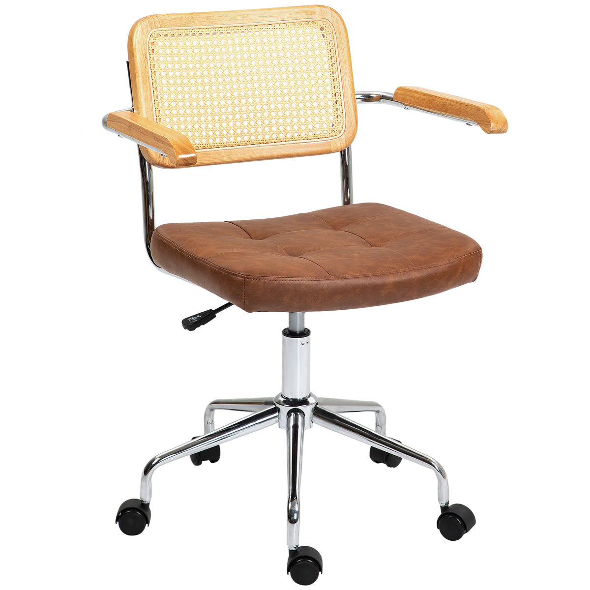 Chaise de bureau fauteuil de bureau fonction basculante hauteur réglable assise pivotante 60l x 55,5P x 82-90H cm marron-0