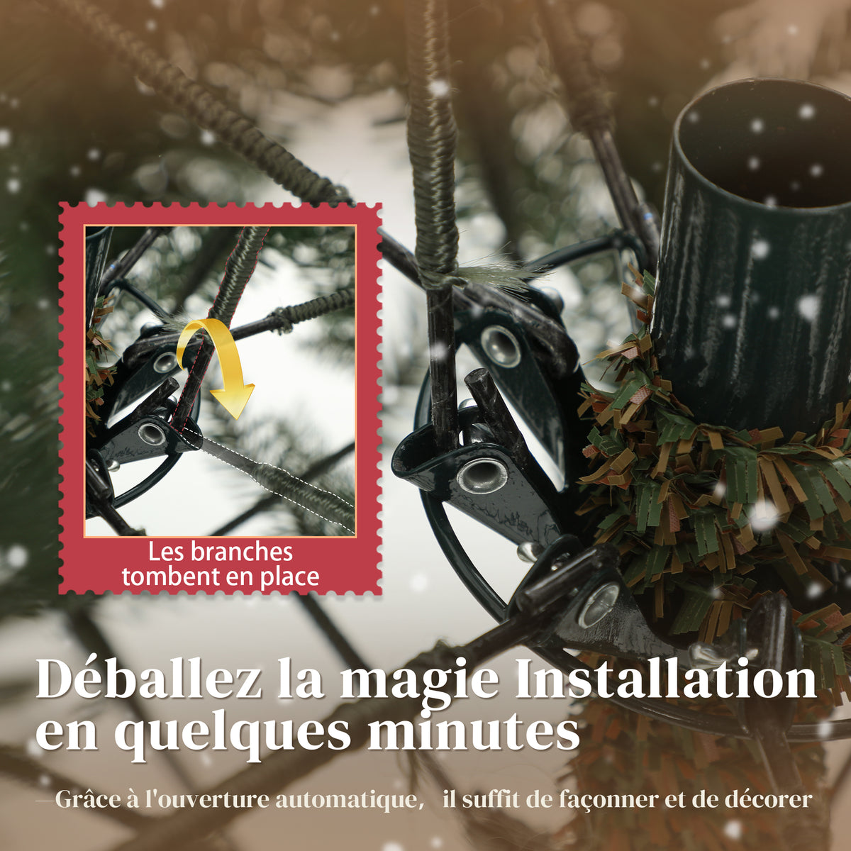 Sapin de Noël artificiel 210 cm, arbre de Noël réaliste avec 2641 pointes de branche articulée, support en métal, vert-4