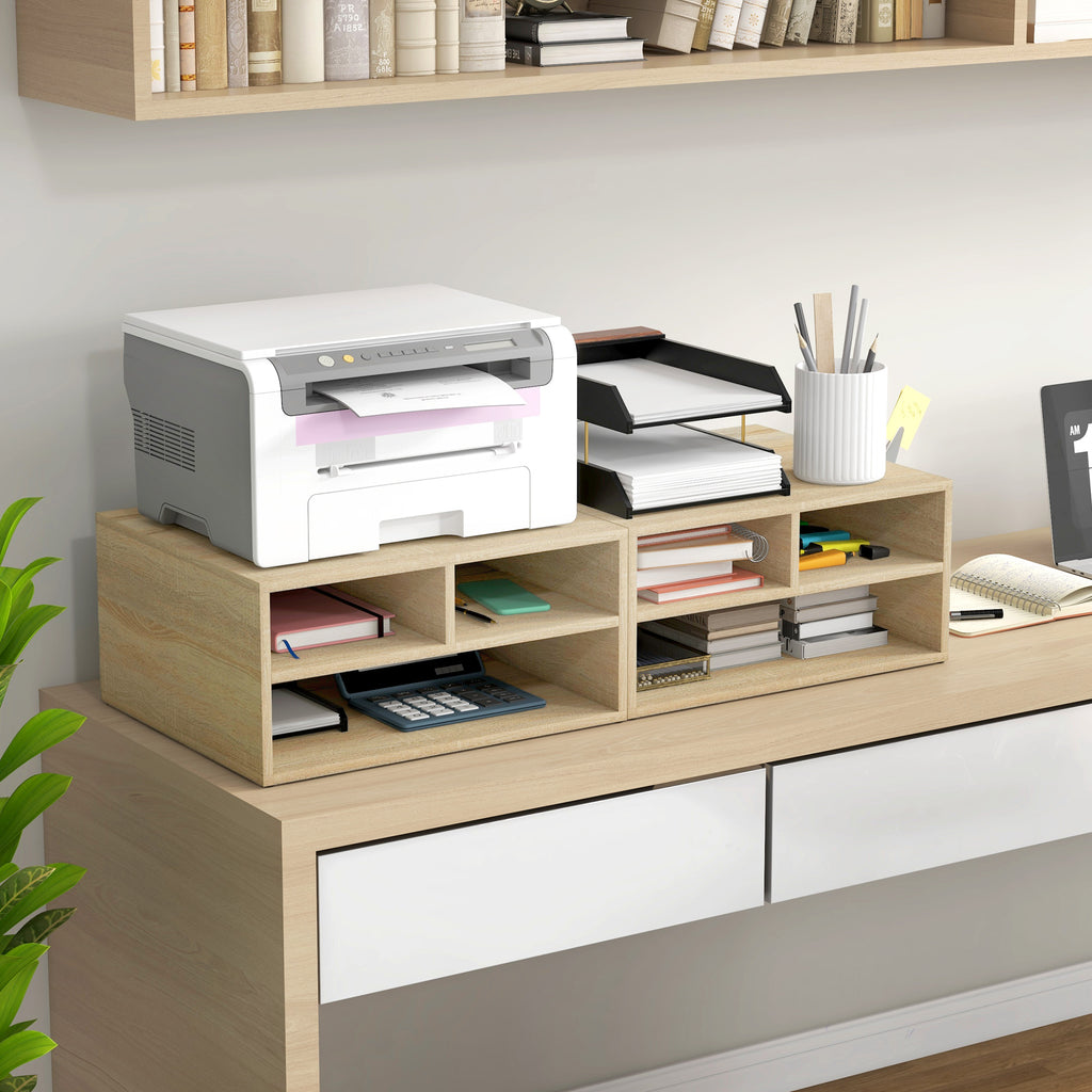 Organiseur bureau aspect bois avec 3 compartiments fournitures support d'imprimante dim. 47L x 40l x 22,5H cm-9