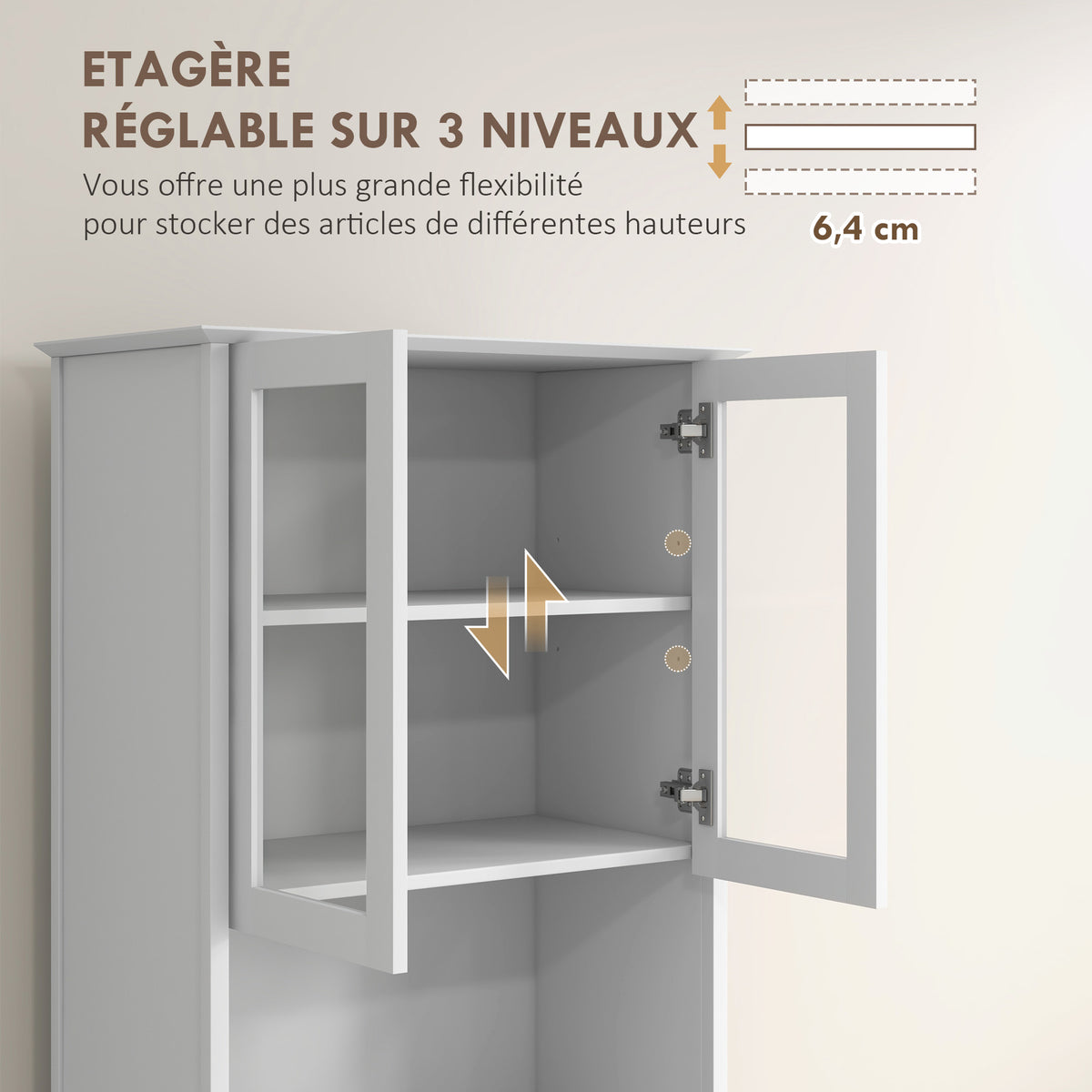 Buffet de cuisine meuble de rangement placard 2 portes 3 tiroirs et niche centrale dim. 68L x 38l x 172H cm MDF blanc-4