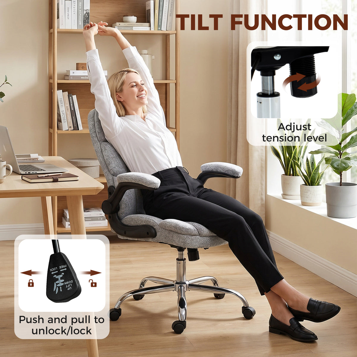 Fauteuil de bureau massant et chauffant, chaise de bureau ergonomique avec hauteur réglable, fonction à bascule, gris-7