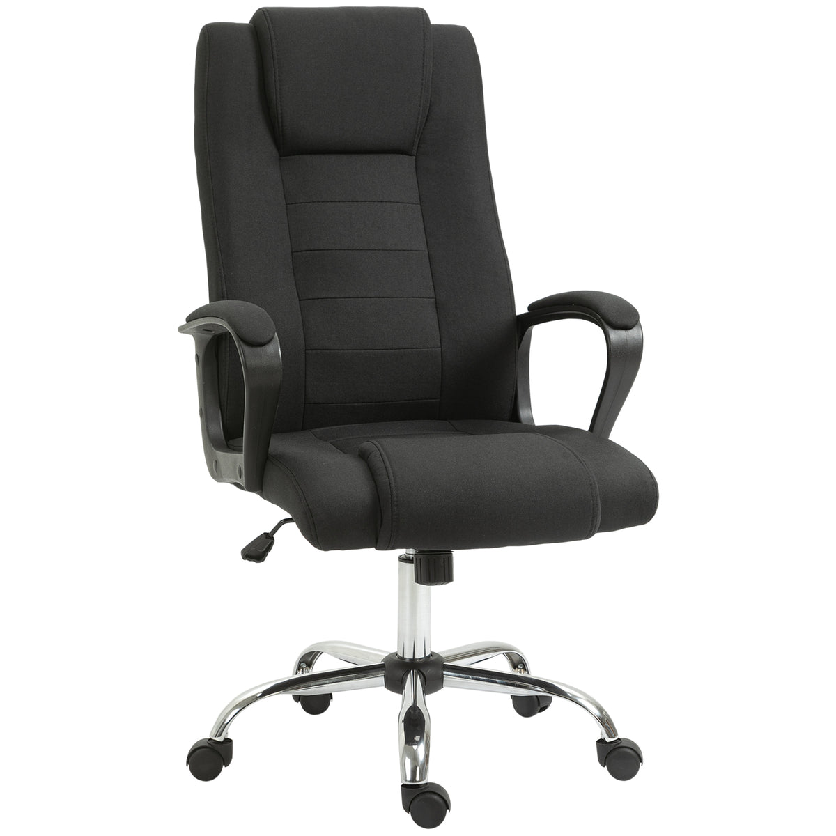 Fauteuil de bureau à roulettes chaise manager ergonomique pivotante hauteur réglable lin noir-0