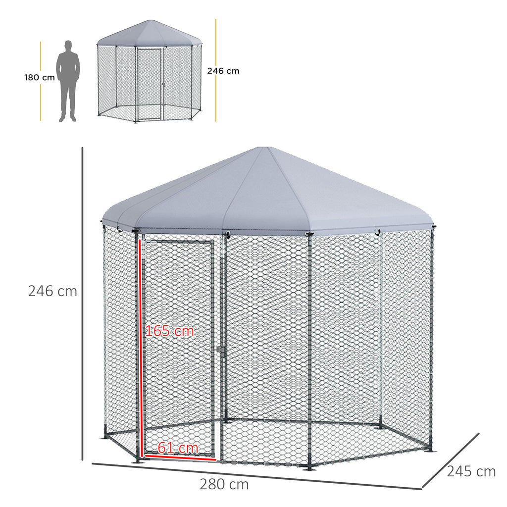 Enclos poulailler extérieur 5 m² parc grillagé dim. 2,8L x 2,45l x 2,46H - espace couvert - 5/8 poules-2