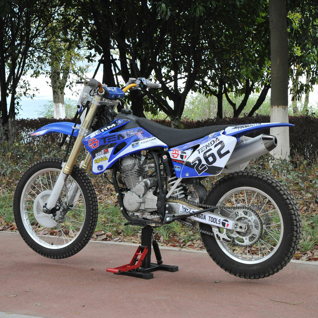 Support universel de moto réglable cric hydraulique Support de motocross Absorbeur de chocs 150kg de charge-9