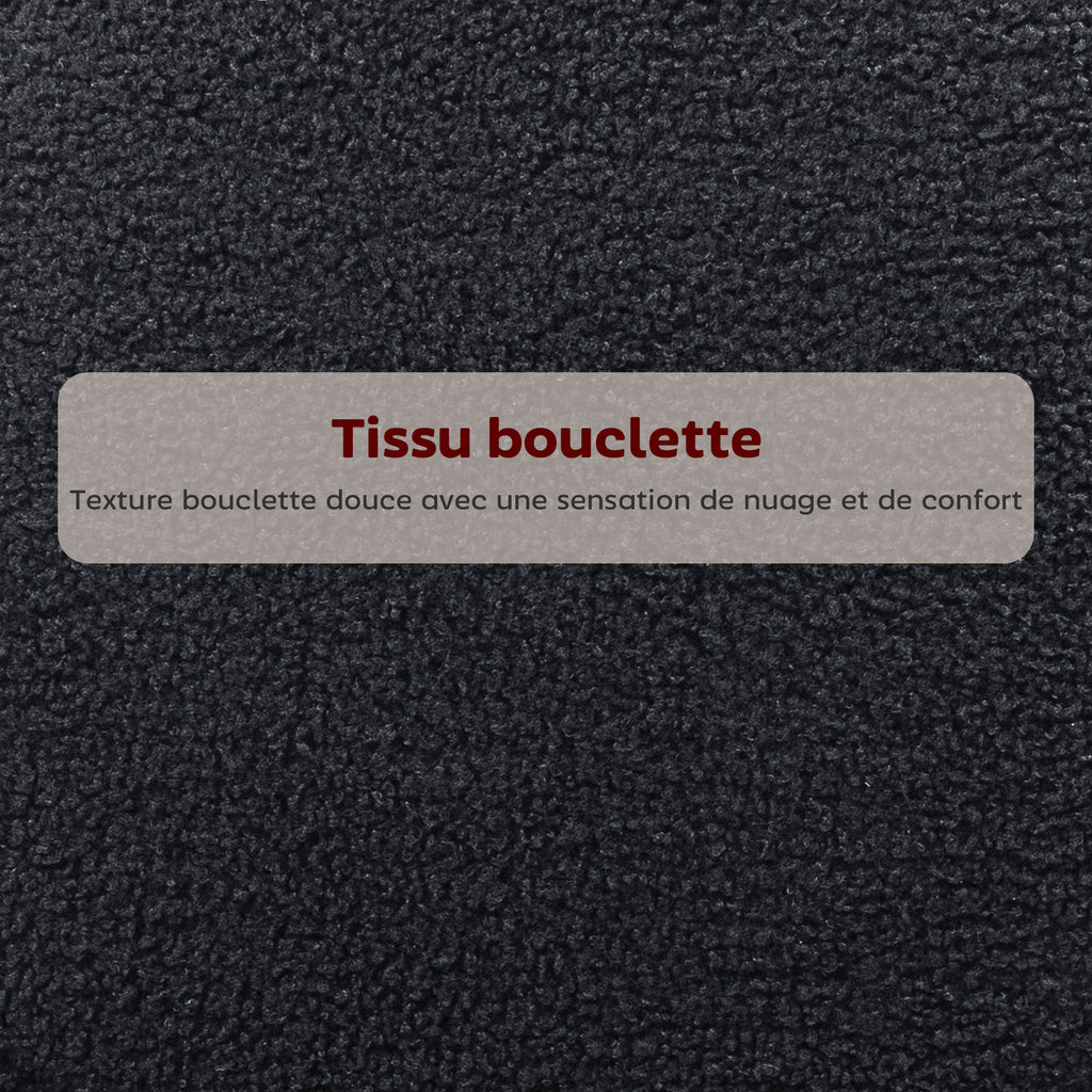 Lot de 2 tabourets de bar en tissu bouclette, chaises de bar avec dossier courbé, repose-pieds, 49x52x95cm, noir-4