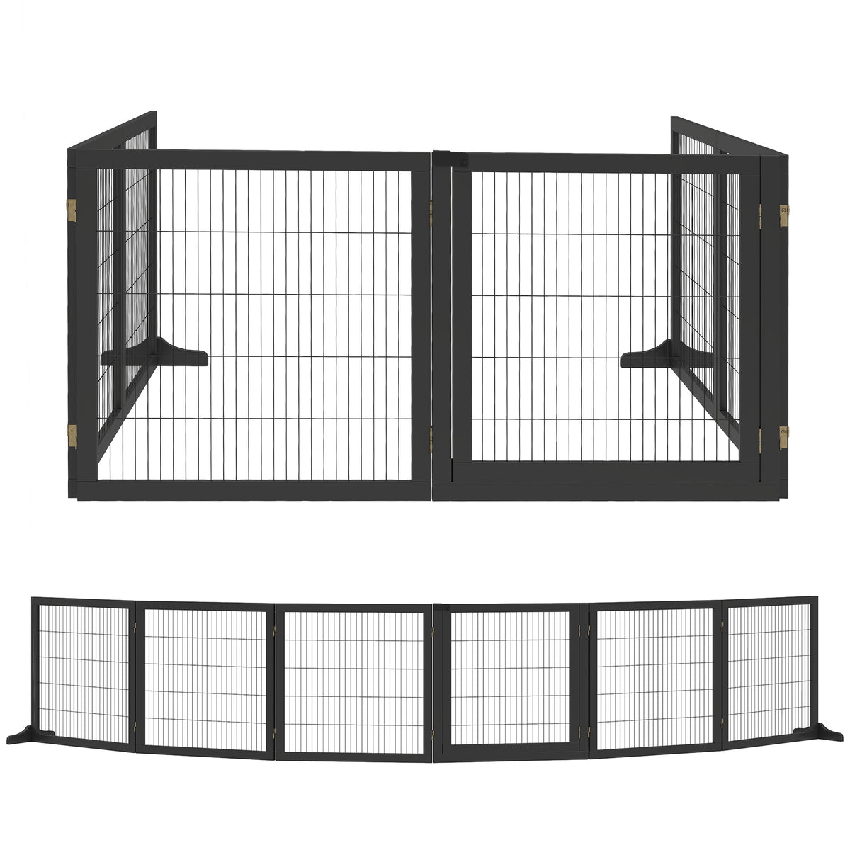 Barrière de sécurité pour chien barrière pliable à 6 panneaux avec pieds amovibles 432 x 36 x 70 cm noir-0