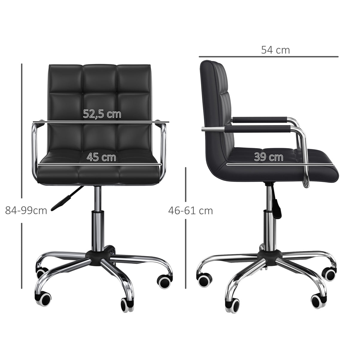 Lot de 2 chaises de bureau fauteuil manager pivotant hauteur réglable revêtement synthétique capitonné noir-2