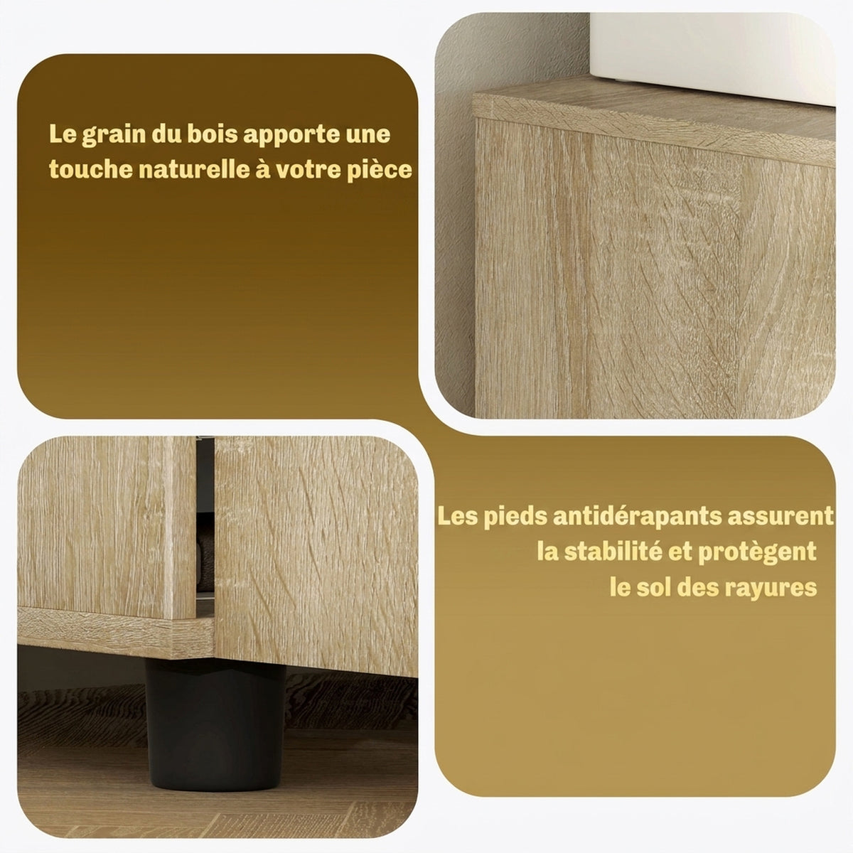 Armoire de bureau à 2 niveaux, meuble de rangement bureau avec 2 portes, serrures et clés, 80x40x80cm, chêne-4