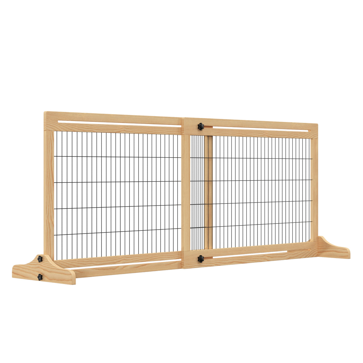 Barrière de sécurité pour chien extensible longueur réglable 104-180 x 36 x 69 cm pin bois naturel-0